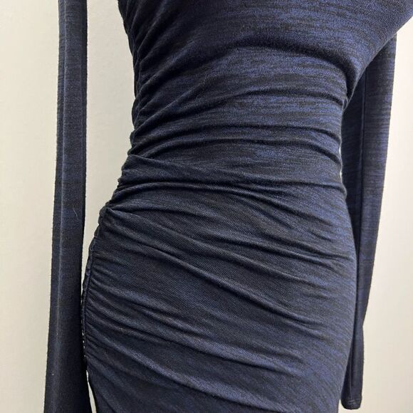 Rag & Bone Jeans Navy Twist Dress Long Sleeve Ruched Scoop Neck Bodycon Size XS - Picture 6 of 10